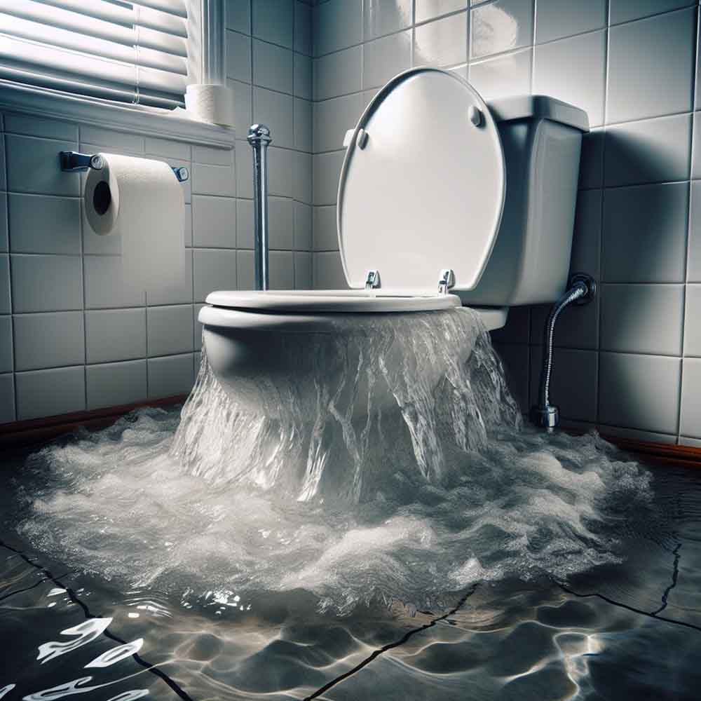 a backed-up toilet